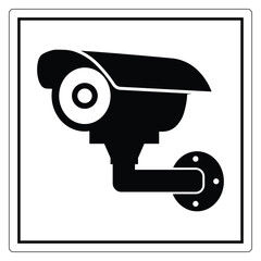 Black and White Security Camera Icon for Surveillance System and Safety Measures