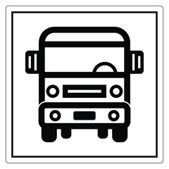 Black and White Icon of a Simple Truck Front View for Transport or Delivery Use