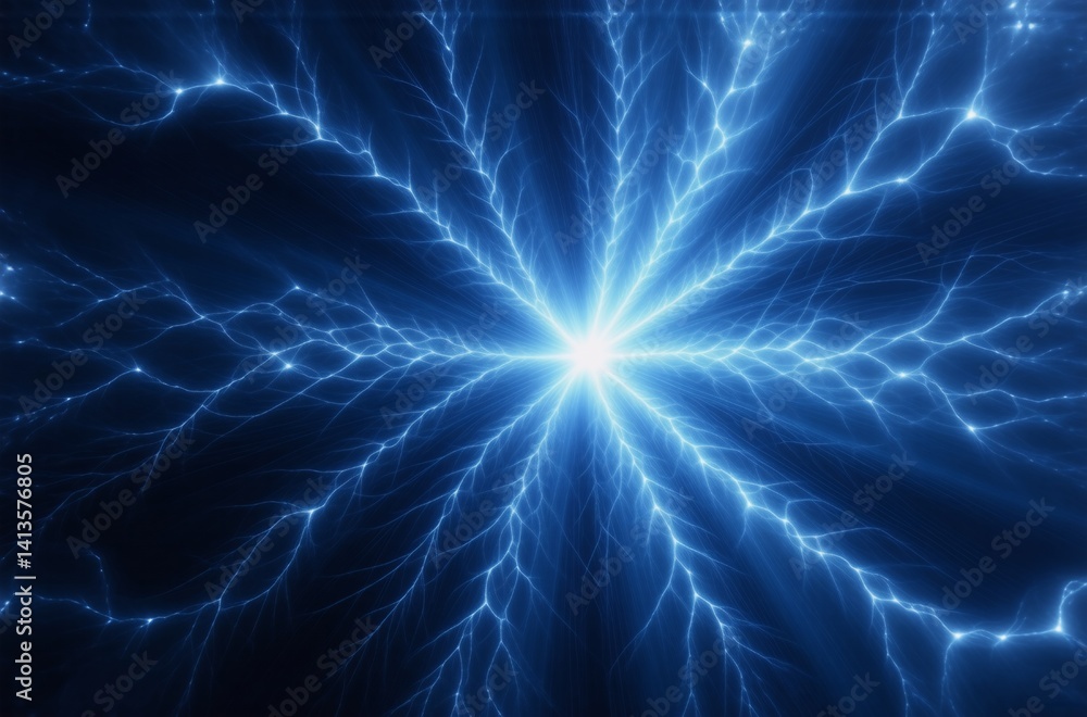 Aufkleber A mesmerizing display of blue energy, radiating outwards like a celestial flower.  Intricate fractal patterns evoke feelings of power and wonder.