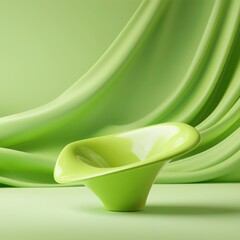 Playful sustainable optimization funnel interior design visual art contemporary bright green aesthetics minimalist viewpoint