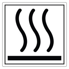 Warning sign with wavy lines indicating heat or steam in black and white design