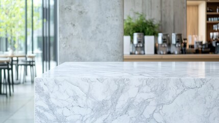 Modern minimalist interior design white marble bar counter
