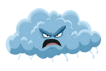 Pixelated Storm Cloud Illustration Angry Face On Transparent Background