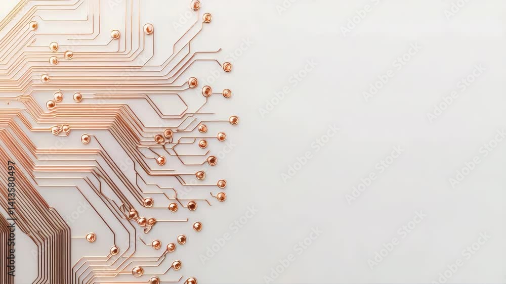 Poster intricate circuit board design with copper pathways and gaps