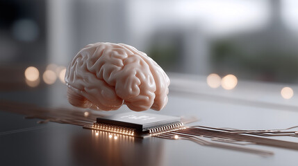 Cybernetic Brain Pattern Circuit on Futuristic Technology Background