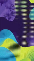 Abstract graphic design, vibrant colors, fluid shapes, halftone background.  Possible use website background