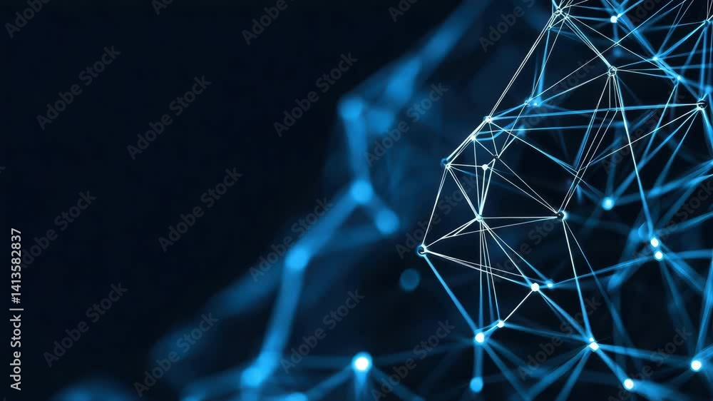 Aufkleber digital connection network with blue lines and dots
