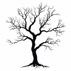 Abstract Tree Branch Silhouette: Artistic Nature Illustration and Vector Design in Monochrome