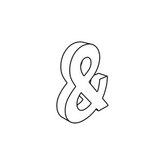 The outline of a large ampersand symbol is made with black lines. 3D view of the object in perspective. Vector illustration on white background