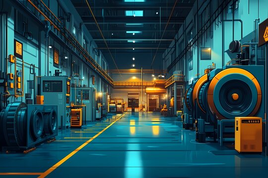 Modern Industrial Factory Interior: Streamline Manufacturing and Automation Technology Processes for Enhanced Efficiency and Safety