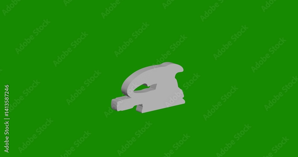 Poster isolated realistic white sanding machine symbol front view with shadow. 3d illustration on green chr