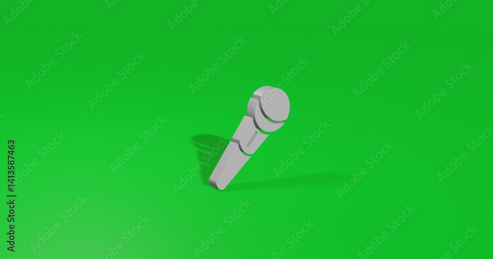 Aufkleber isolated realistic white microphone symbol front view with shadow. 3d illustration on green chroma k