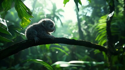 Fototapeta premium Peaceful monkey rainforest wildlife conservation photography