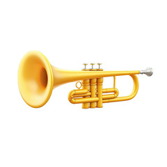 Obraz premium Golden brass trumpet isolated on transparent background with detailed musical instrument design