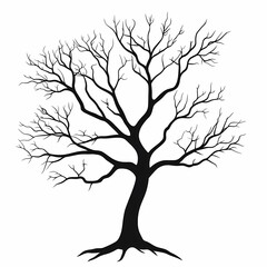 Black and White Tree Silhouette: Minimalist Scenic Artwork Creating Mystical Nature Illustration