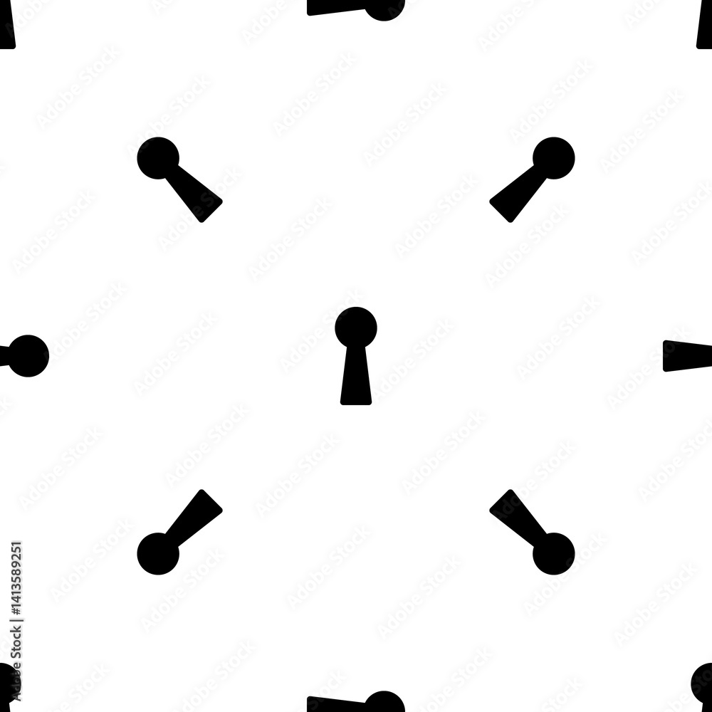 Poster seamless pattern of repeated black keyhole symbols. elements are evenly spaced and some are rotated.
