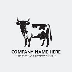 Cow illustration black and white for logo company vector image
