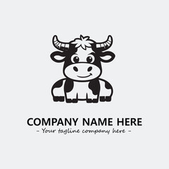 Cow illustration black and white for logo company vector image

