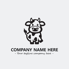 Cow illustration black and white for logo company vector image
