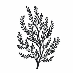 Naklejka premium Minimalist Botanical Design. Black and White Leaf Silhouette with Nature-Inspired Foliage for Modern Home Decor and Crafts