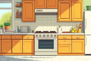 Modern Kitchen Interior with Bright Natural Light and Functional Design