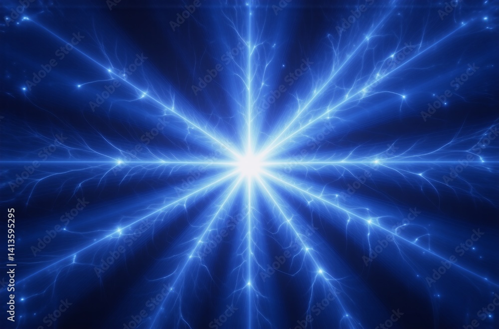 Aufkleber a radiant, blue fractal bursts forth, resembling a luminous snowflake or star. intricate, glowing li