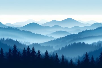 Obraz premium Stunning Mountain Landscape with Forest and Blue Sky – A Scenic Tranquility Background for Nature Enthusiasts