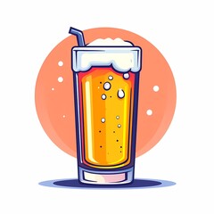 Vintage Cartoon Beer Glass Illustration. Colorful Summer Beverage for Fun Parties - Frothy Ale or Lager
