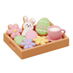 Easter Cookies and Milk on Tray, Festive Springtime Treat
