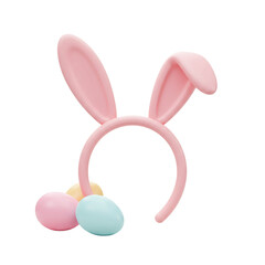 Bunny Ears Headband with Pastel Eggs on Black Background for Easter