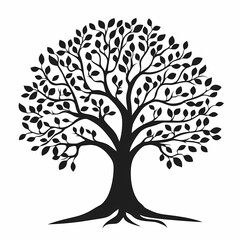 Obraz premium Elegant Black Tree Silhouette. Nature Icon & Botanical Vector Illustration