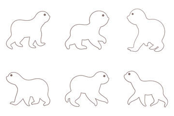 Sloth Outline Icon Set. Animal Illustration Design