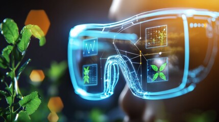 Innovative augmented reality glasses transforming plant research in a tech-driven lab environment