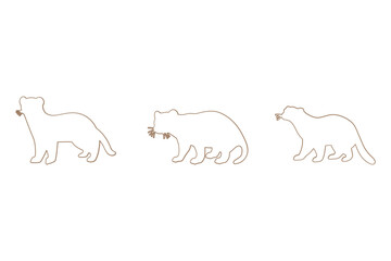 Stone Marten Outline Icon Set. Animal Illustration Design