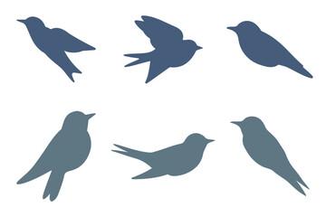 Swallow Bird Silhouette Icon Set. Animal Illustration Design