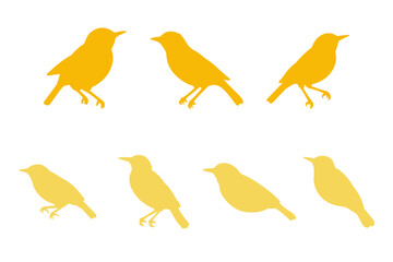 Warbler Bird Silhouette Icon Set. Animal Illustration Design