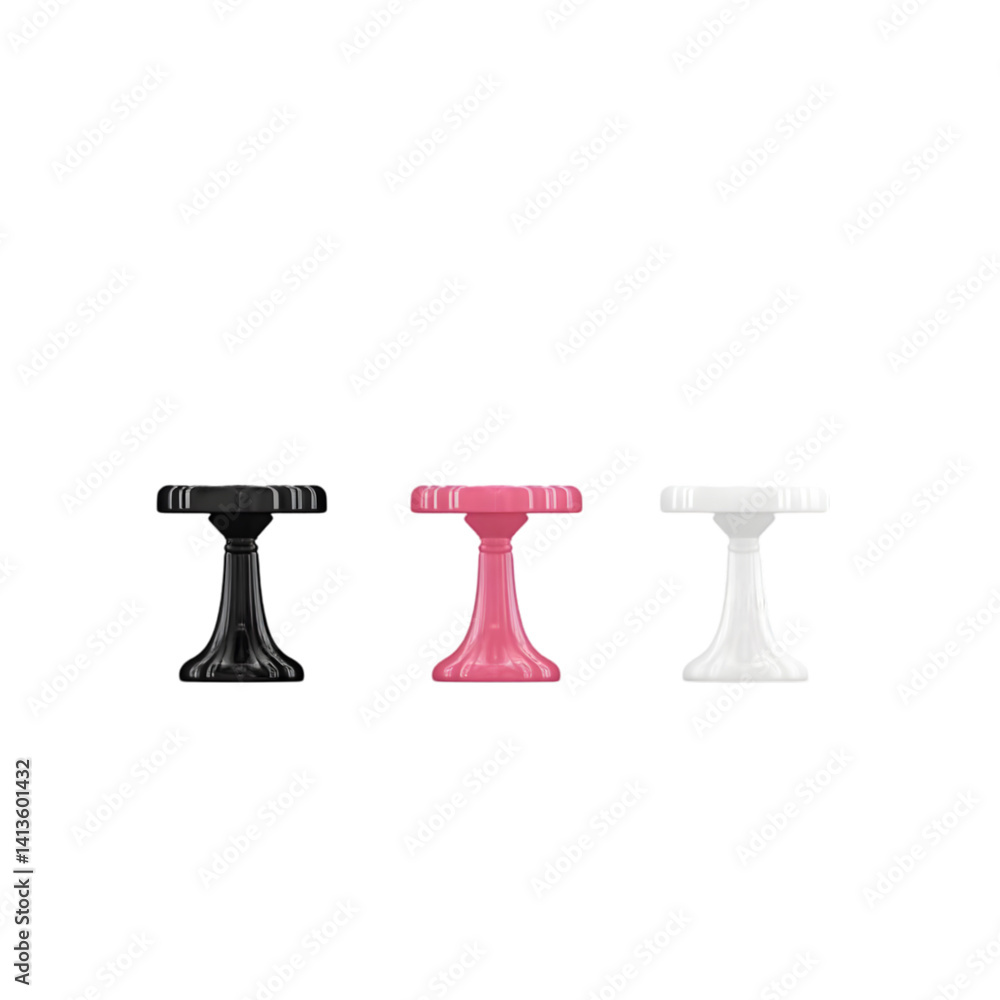 Poster 3d render of elegant tables in black pink and white on transparent background