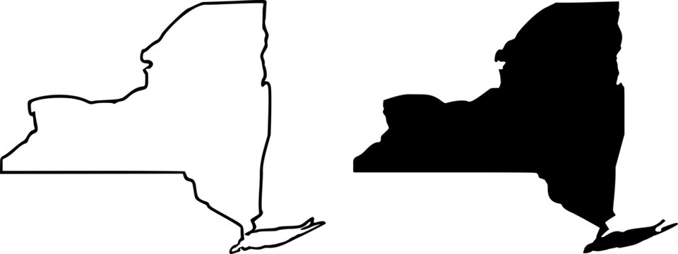 New York state border map outline and silhouette vector graphic isolated image	