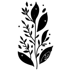 Botanical Silhouette: Black and White Leaf Design