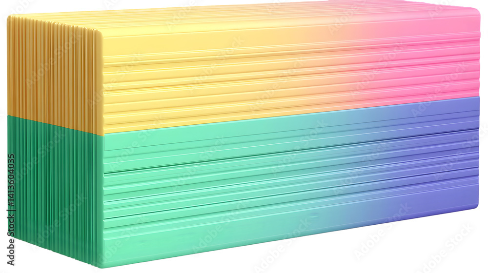 Poster abstract 3d cube with colorful gradient surface isolated on transparent background