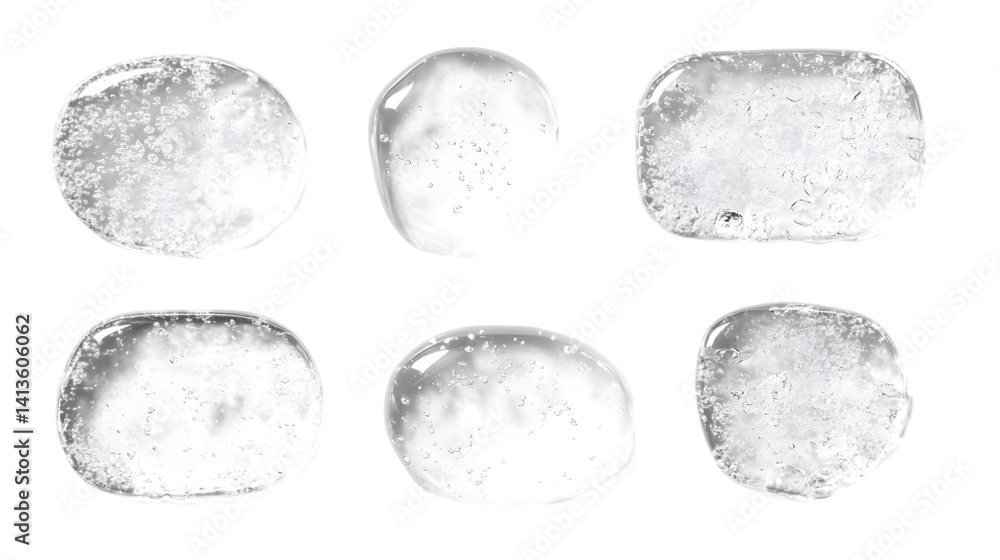 Poster abstract 3d render with various white shapes on transparent background