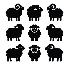 simple doodle icon black and white sheep