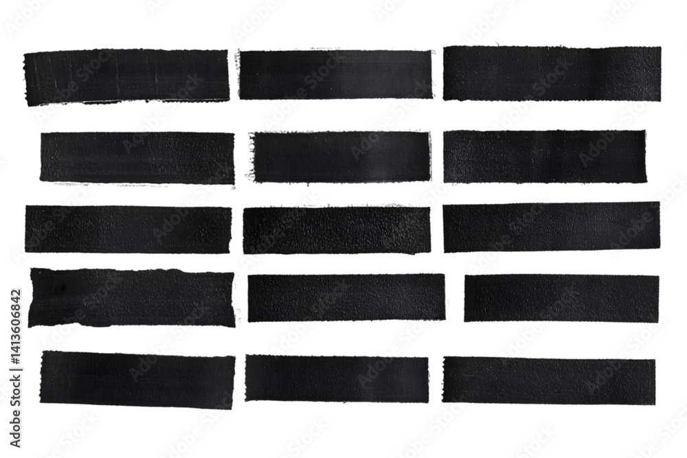 Poster abstract arrangement of black rectangles with texture isolated background