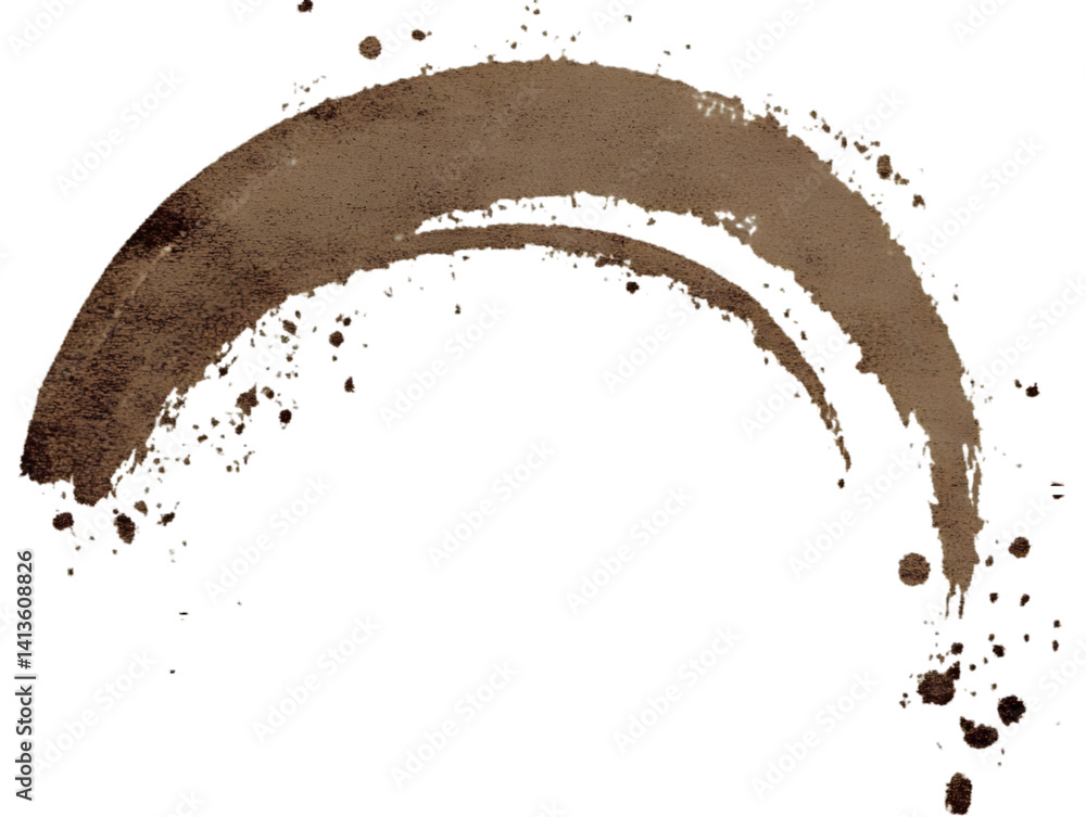 Poster Abstract Brushstroke Circle Shape in Brown Isolated on Transparent Background