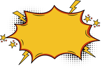 Vector Comic Explosion Speech Bubble with Pop Art Style – Colorful Cartoon Boom Burst Element with Halftone Effect for Banner, Poster, and Social Media Design