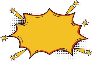 Vector Comic Explosion Speech Bubble with Pop Art Style – Colorful Cartoon Boom Burst Element with Halftone Effect for Banner, Poster, and Social Media Design