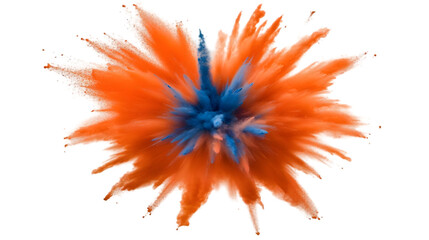 Abstract Explosion of Orange and Blue Powder Burst on Transparent Background Illustration