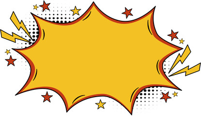 Vector Comic Explosion Speech Bubble with Pop Art Style – Colorful Cartoon Boom Burst Element with Halftone Effect for Banner, Poster, and Social Media Design © Nabata Art