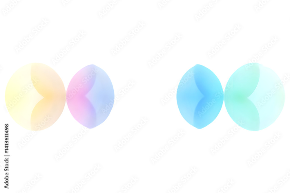Poster abstract geometric shapes with pastel color gradient on transparent background