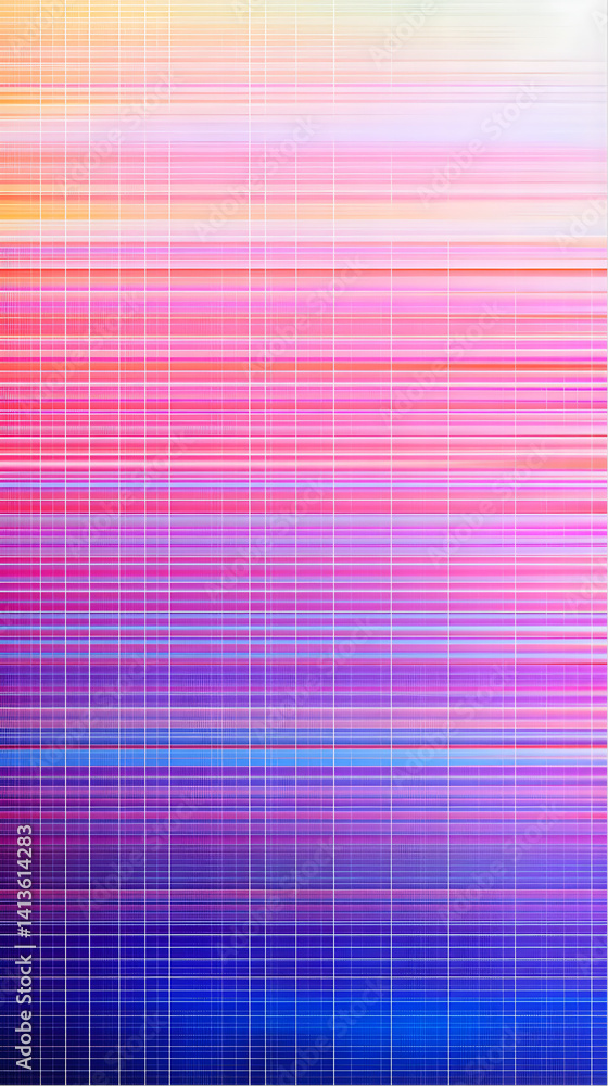 Poster abstract illustration of colorful vertical lines and geometric grids on transparent background